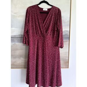 Gilli Burgundy Polka Dot Midi Dress